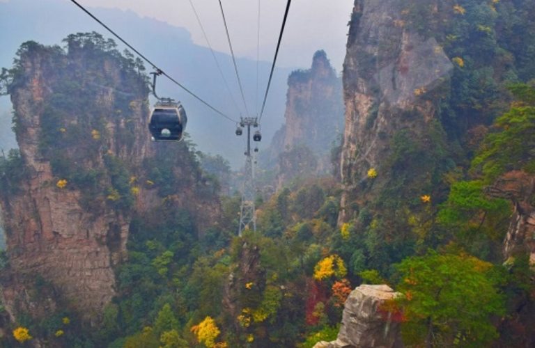 Cable car in mountains