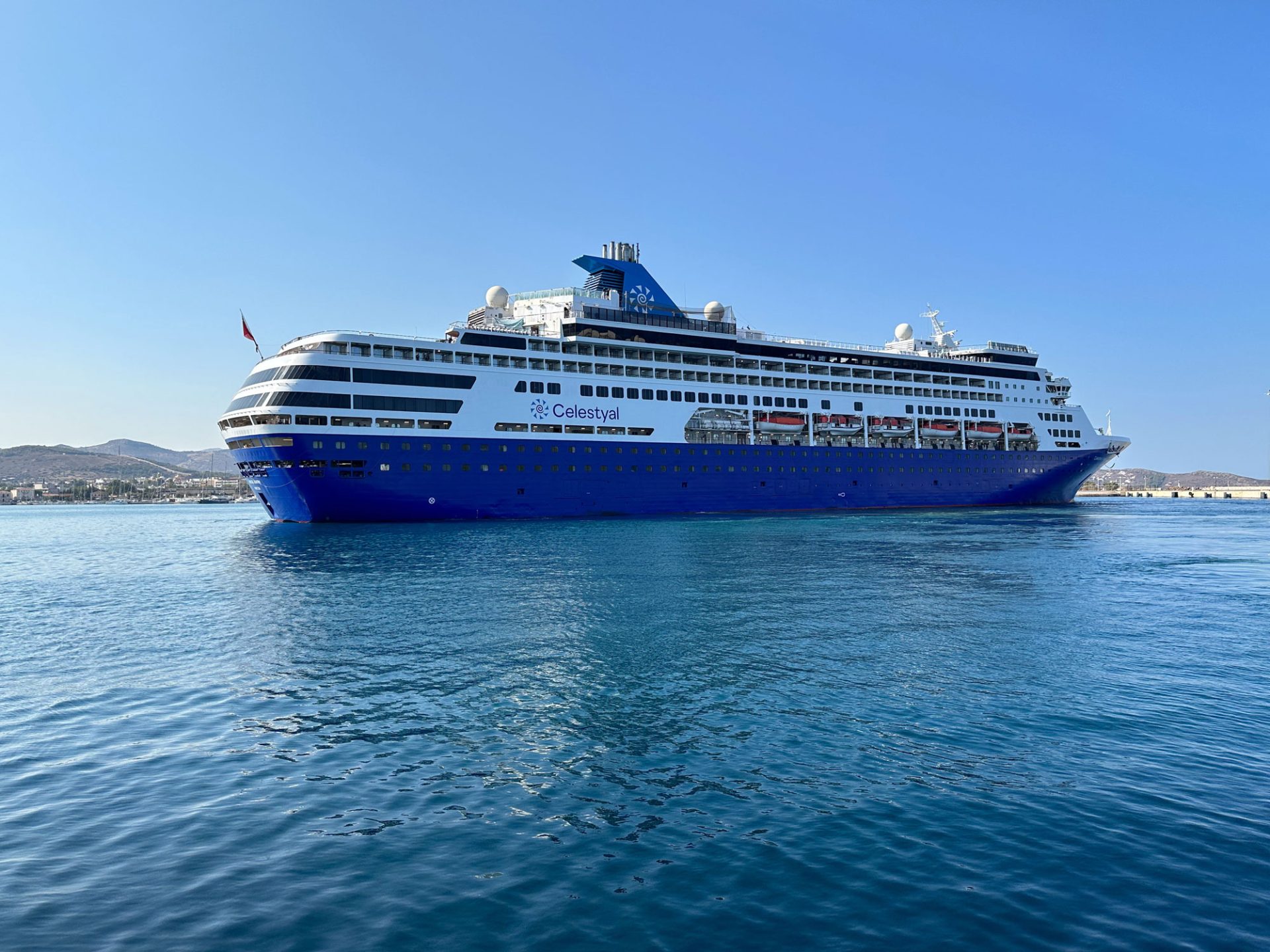 Large Blue Cruise Ship