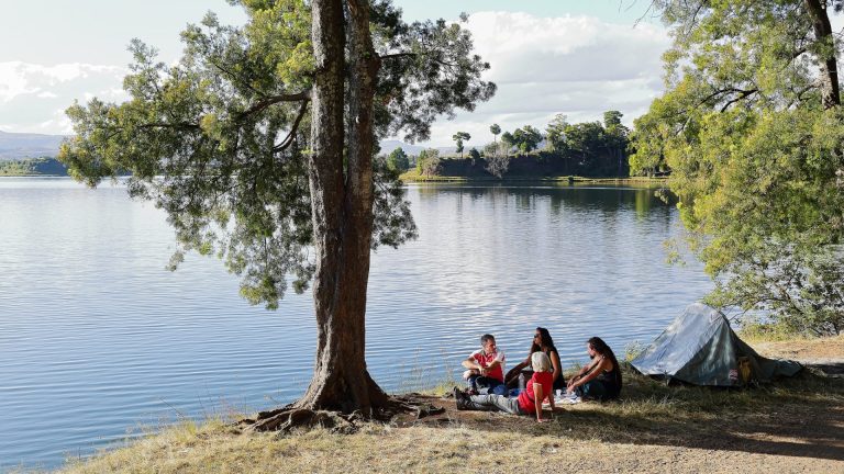 Group Enjoying a Lakeside