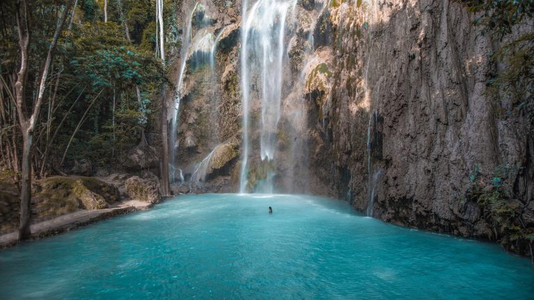 A serene jungle waterfall