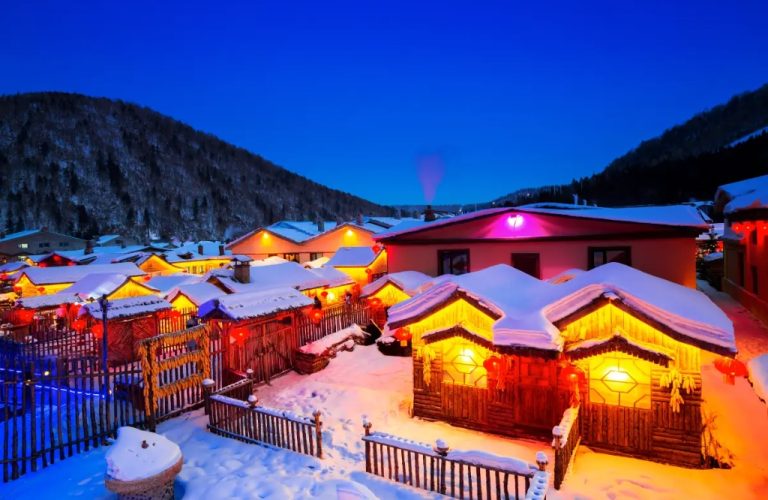 Snow-covered houses