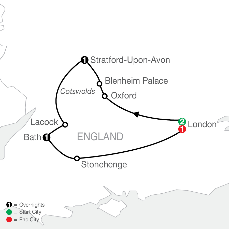 6D5N Southern England Escape With London (KAPX)