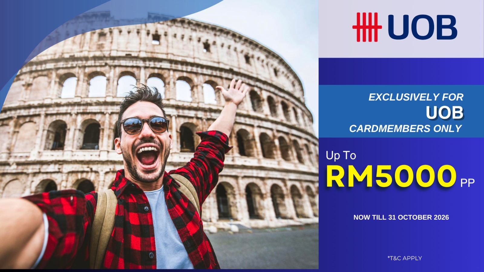 Exclusive travel offers for UOB Cardmembers – up to RM5000 per person, now till 31 October 2026